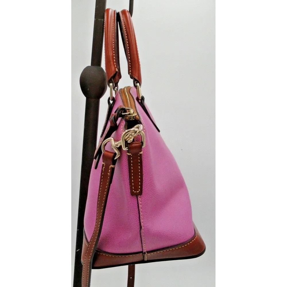 Dooney & Bourke Pink/Orchid Pebble Graine Leather‎ Dome Satchel Handbag w/ Strap